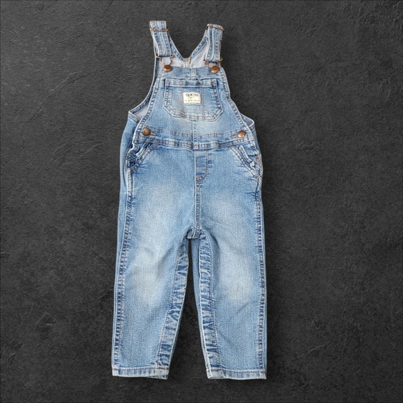 OshKosh B'gosh Other - Vintage OshKosh B'gosh Vestbak Bib Overalls Blue Denim Snap Buttons Size 18M